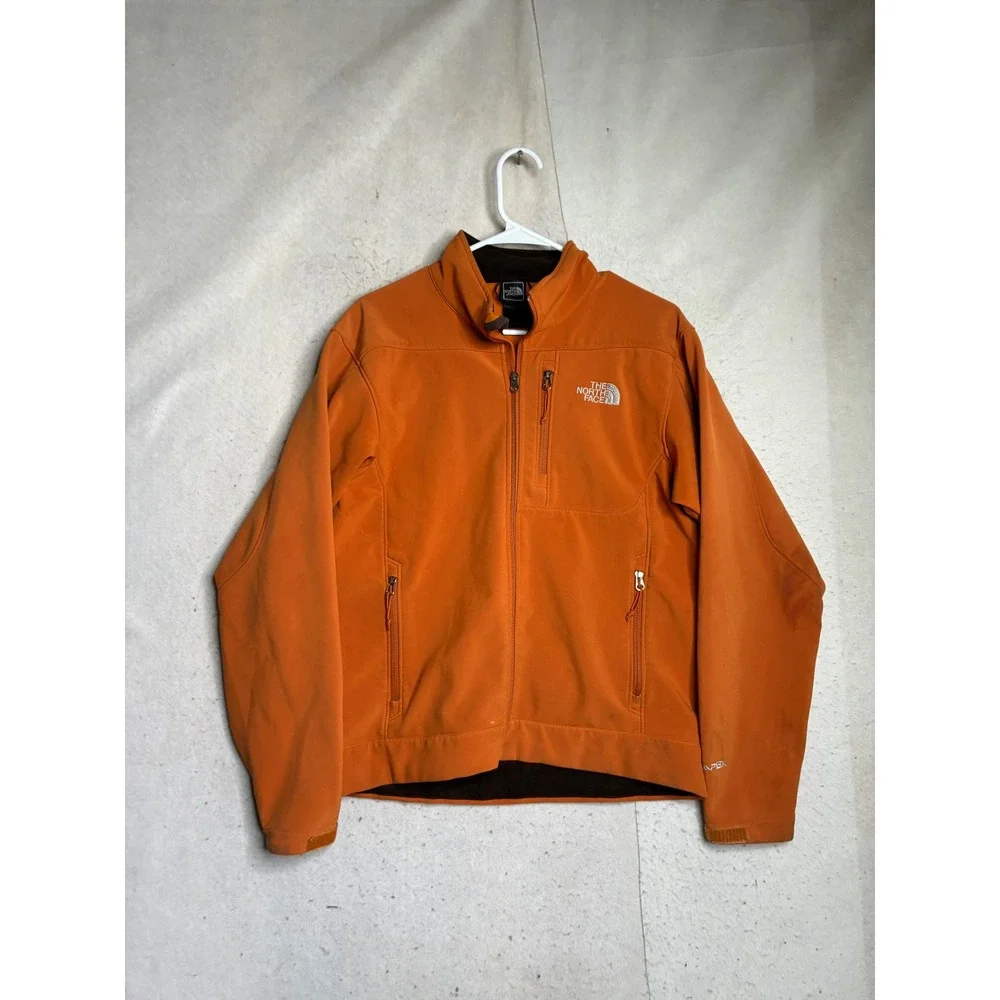 The North Face Apex Softshell Jacket Mens Orange Full Zip Fleece Lined 7737